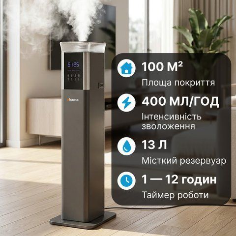 Мощный увлажнитель воздуха Ameliq для больших помещений. Ультразвуковой увлажнитель воздуха с теплым и холодным паром